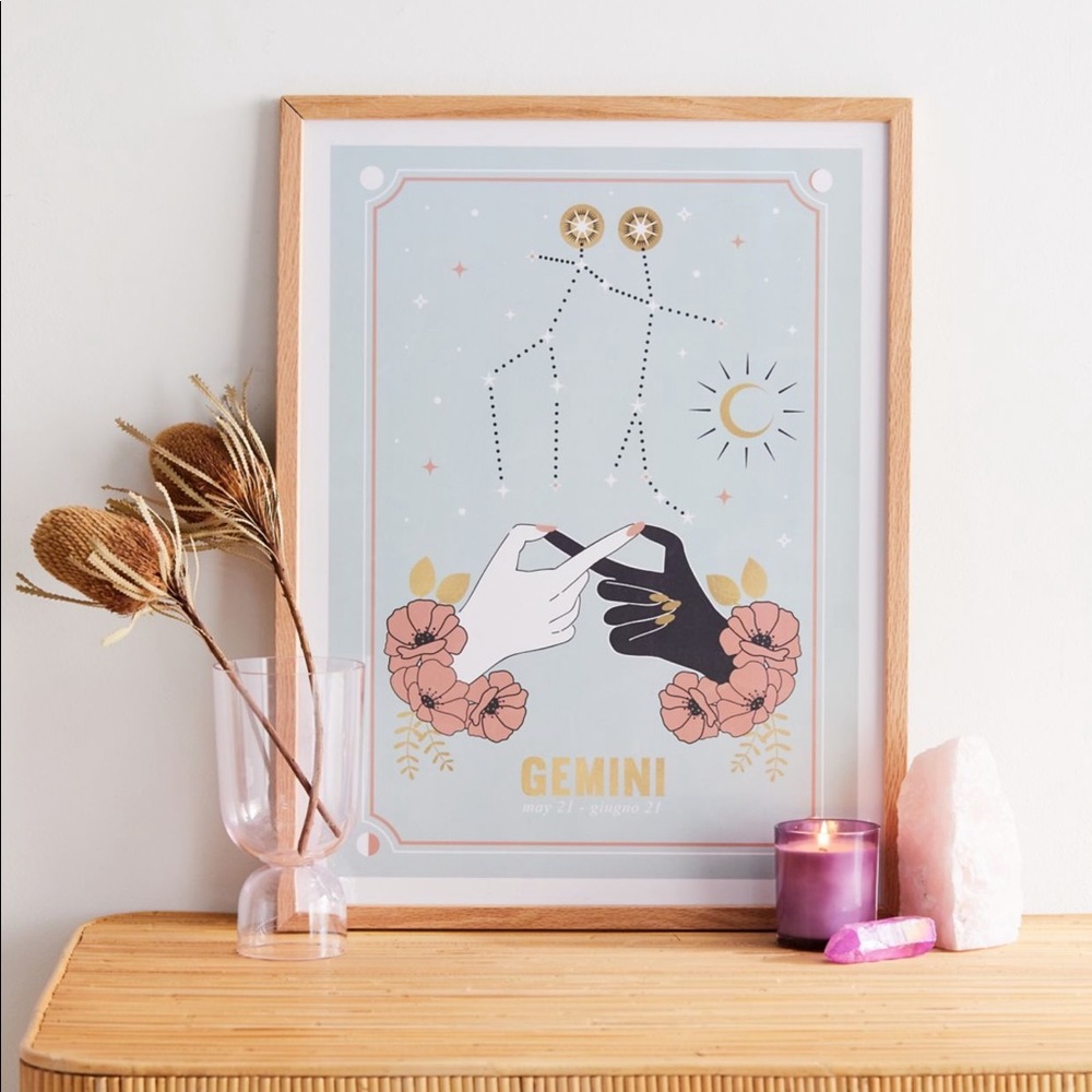 URBAN OUTFITTERS EMANUELA CARRATONI ZODIAC SERIES GEMINI ART PRINT